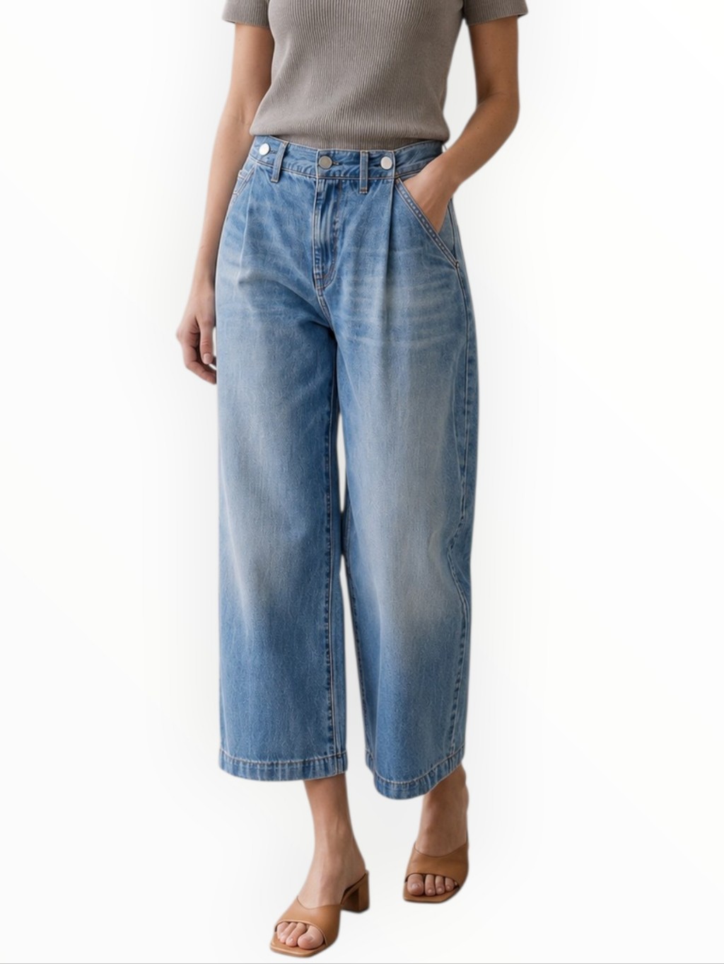 Noend Los Angeles Adeline Barrel Jeans Cropped Made Usa Women's 26 Nwt